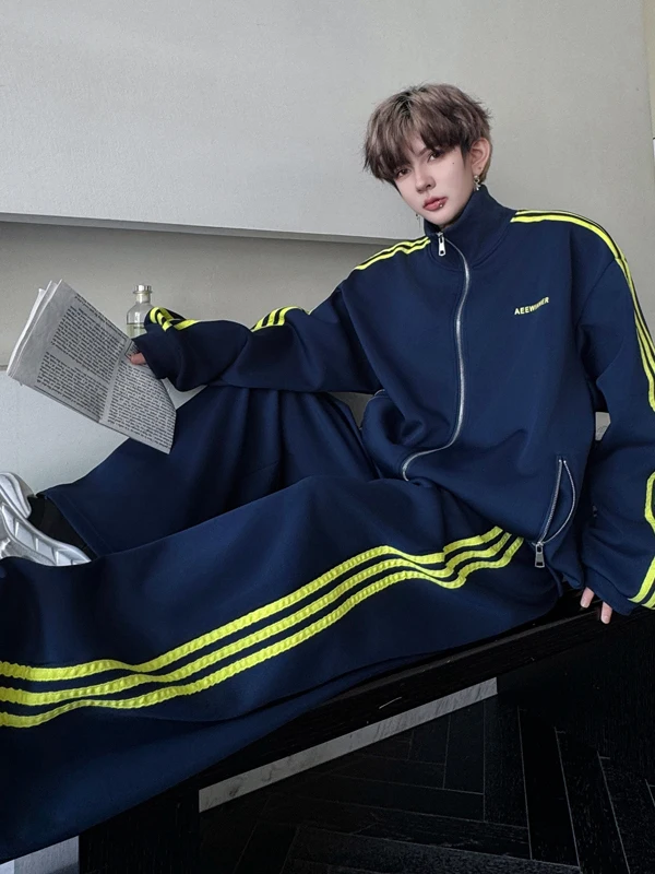 

Men's Casual Sportswear Set Loose Knitwear Hoodie Jaet Autumn Faion American Sle Long Sve Pants Youth Season