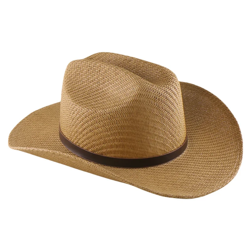 Manufacturer Wholesale Cowboy Hats Paper Cloth Top Hats Men's Jazz Hat Handmade Woven Paper Straw Hat