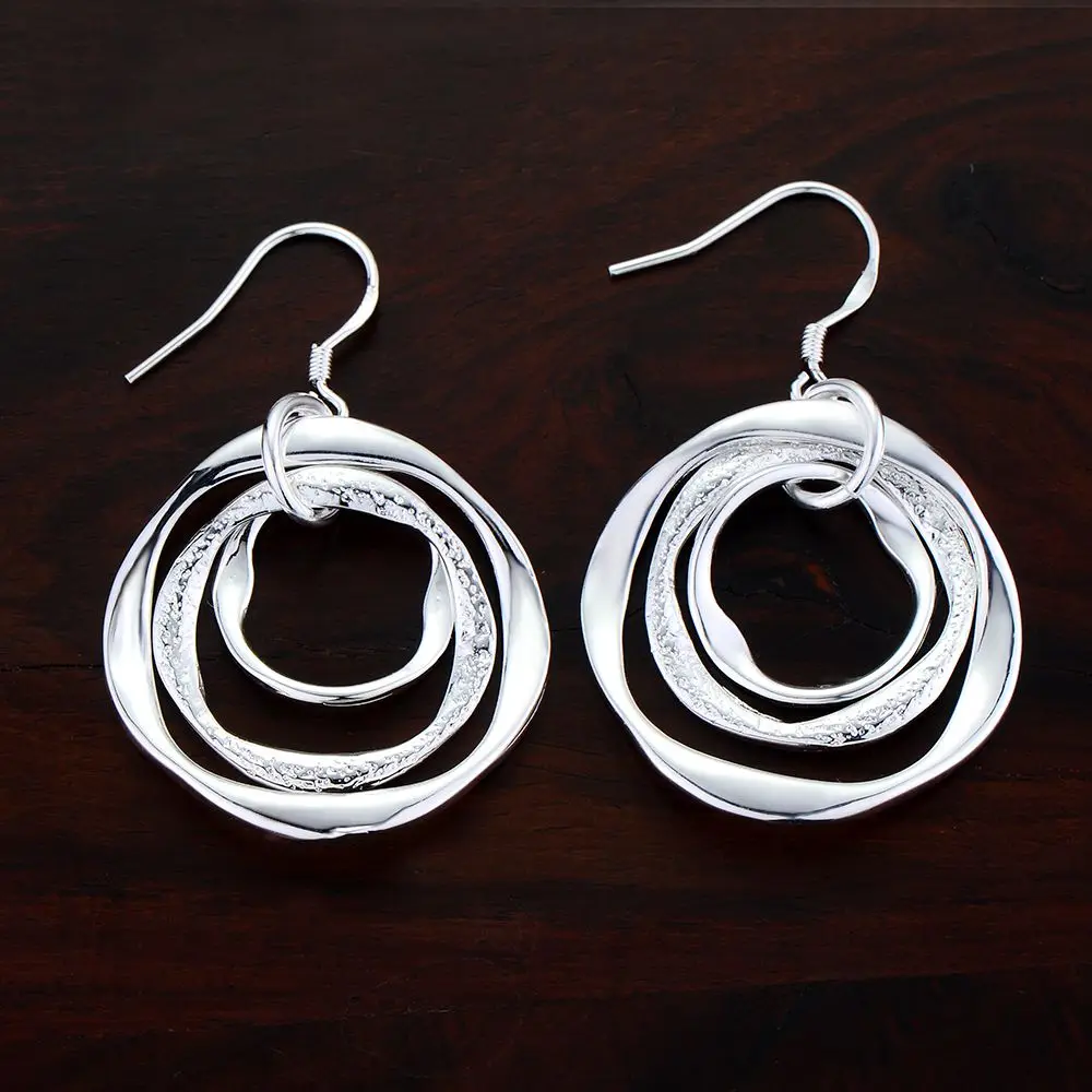 Charms 925 Sterling Silver Circle  Earring for Woman Lady Wedding Engagement Party Fashion Jewelry