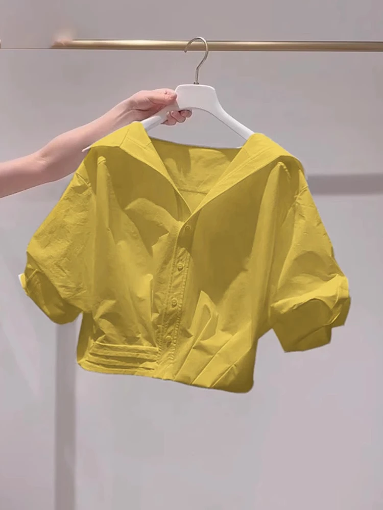 

Fashionable Unique Short Loose Women's Shirt Collar Korean Style Commute Wind Summer New Arrival JackOrdle Brand