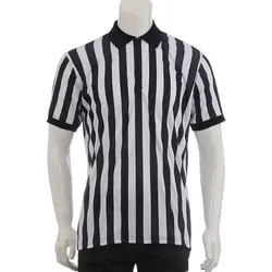 Court Uniform Striped Shape Short Sleeve V-neck Referee Wearing Polyester Fiber Sporting Goods Collared Referee Shirt for Sports