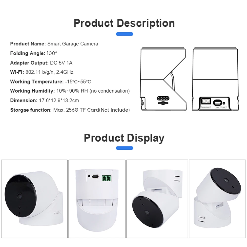 Tuya SmartLife WiFi فتحت باب المرآب مع كاميرا 3MP التحكم عن بعد اتجاهين الصوت للرؤية الليلية تسجيل دعم Alexa Google #6