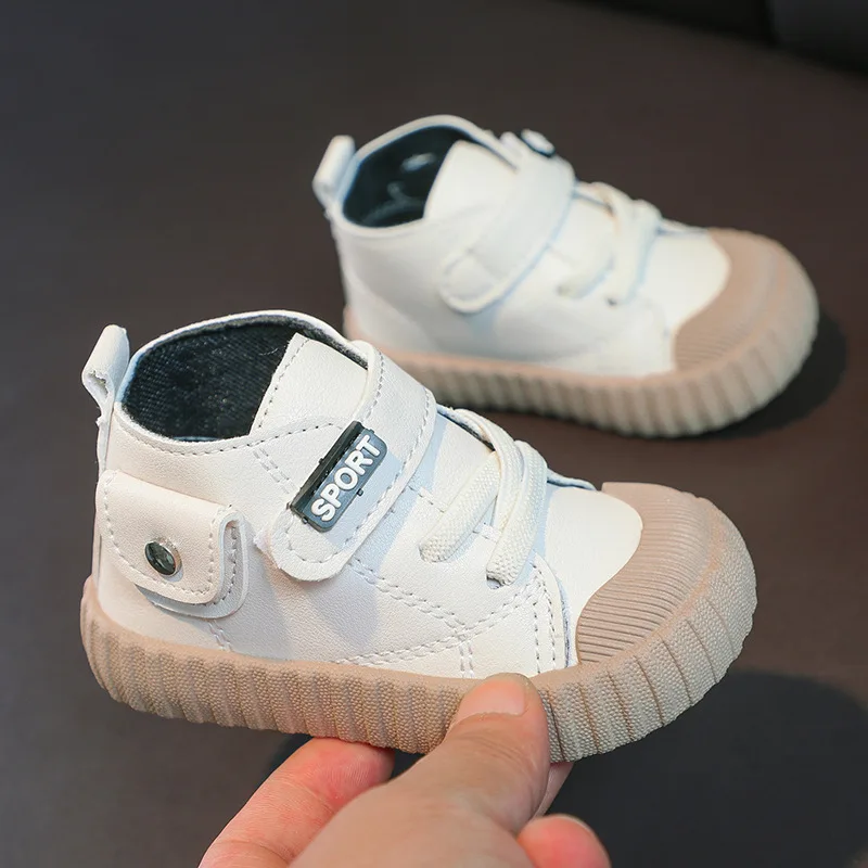 2023 New White Leather Baby Toddlers Sneakers First Walkers Children\'s Shoes for Boys and Girls Star Casual Flats Kid Shoes