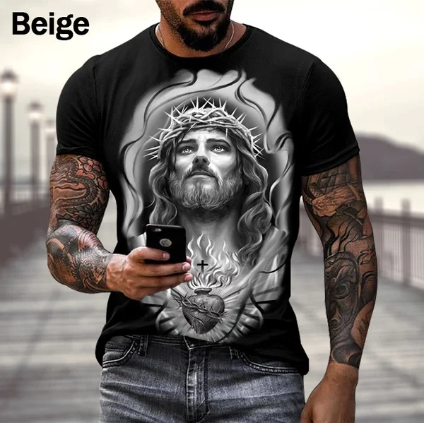 Men Women Christian Fashion 3D T Shirt Harajuku Jesus Cross Short Sleeve Streetwear Personality Tee