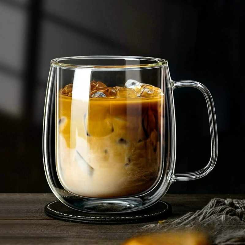 

250/350ml Heat Resistant Glass Mug Double Insulated Glass Cups for Hot & Cold Coffee Milk Transparent Mug with Handle Cups Gift