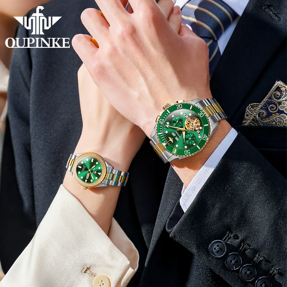 OUPINKE Official Genuine Couple Watches Luxury Top Brand Original Automatic Mechancial Watch for Men And Women Lover's Watches
