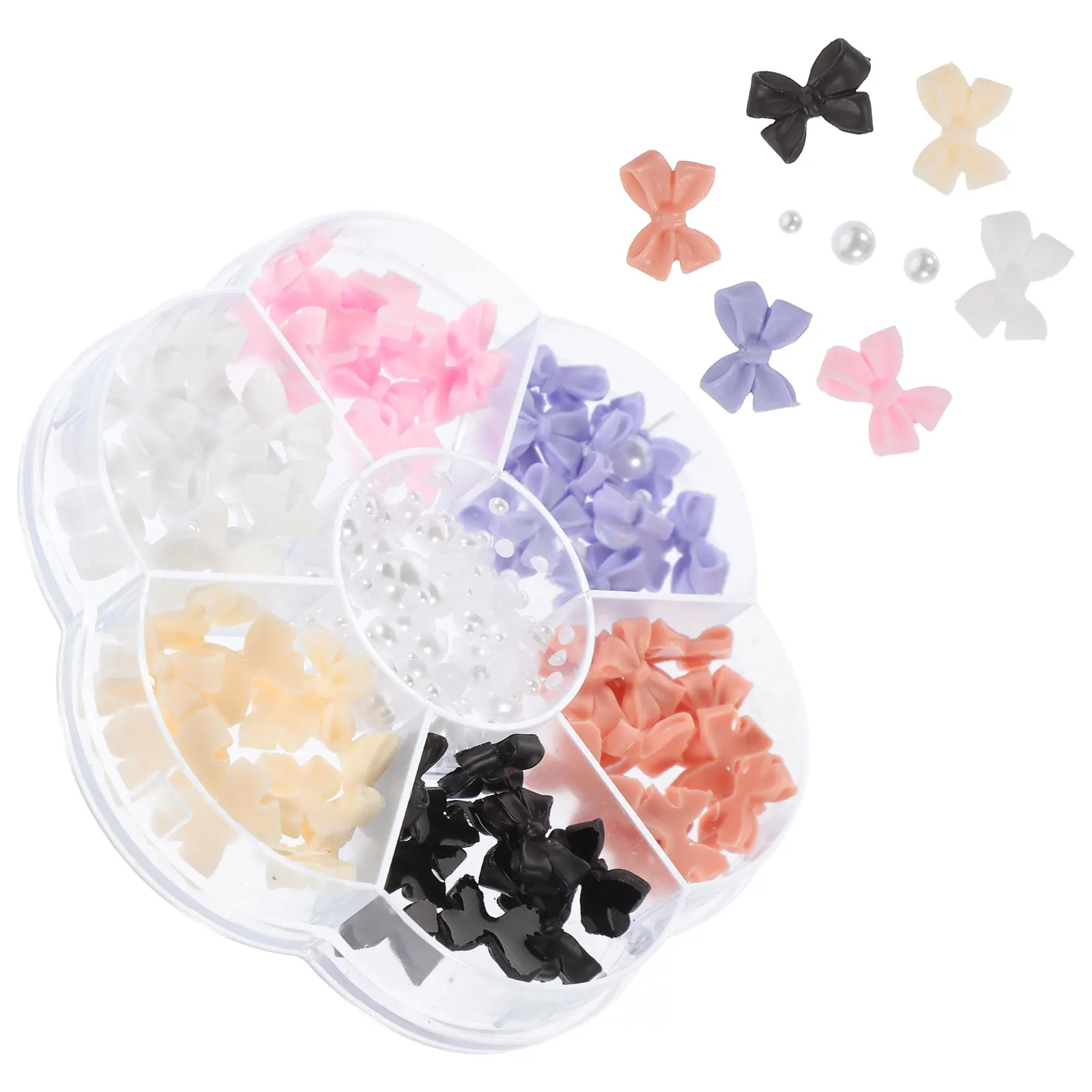

Pearl Bow Nail Charms Small Shaped Resin Gems for Fake Nails Women DIY Manicure Decorations Christmas Party Accessories