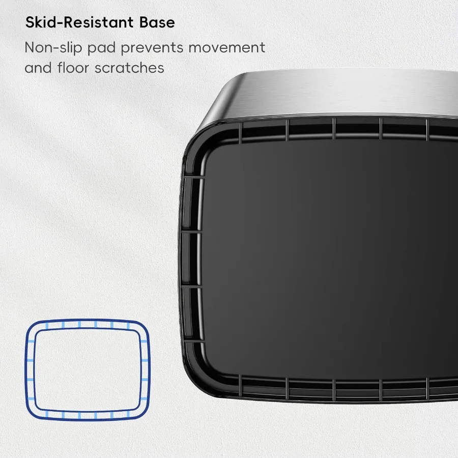 سلة مهملات عصرية مفتوحة من الفولاذ المقاوم للصدأ غير اللامع مع سلة داخلية قابلة للإزالة لغرفة نوم الحمام والاستخدام المكتبي 2.6 جالون 10 لتر