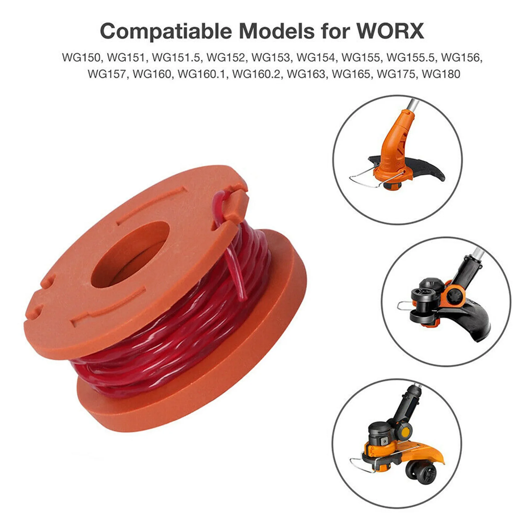 FLYY-18 Pack Ersatzspule für Rasentrimmer, 16 Pack Spulen und 2 Kappen, Rasenmäher-Zubehör für WORX – Detail 1
