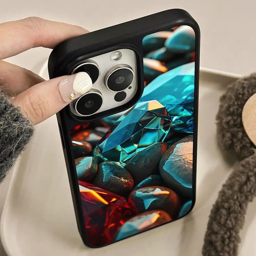 

Aesthetic Stones Mobile Phone Case for iPhone 17 16 15 14 13 12 11 Air Pro Max Plus Matte Surface Colorful Cover Luxury Pretty