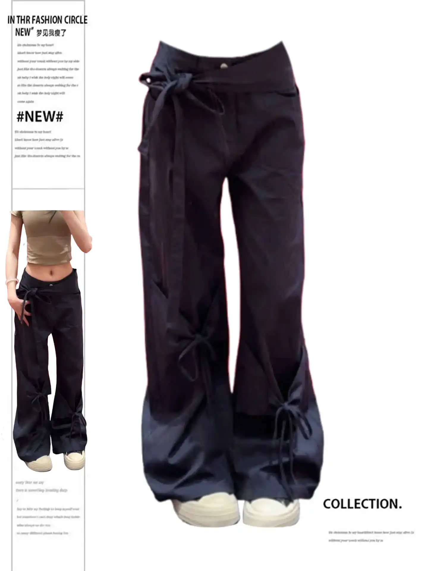 

Women's Y2k Baggy Long Pants Harajuku Bow Parachute Pants Japanese 2000s Style 90s Vintage Oversize Trousers Clothes Summer 2025