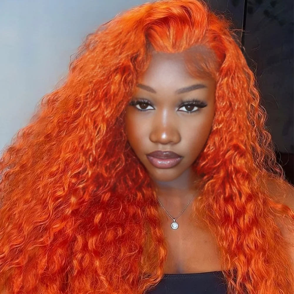 

13x6 Hd Lace Front Human Hair Wig Orange Ginger Curly Deep Wave 100% Brazilian Human Hair Wigs 13x4 Lace Frontal Wig for Women