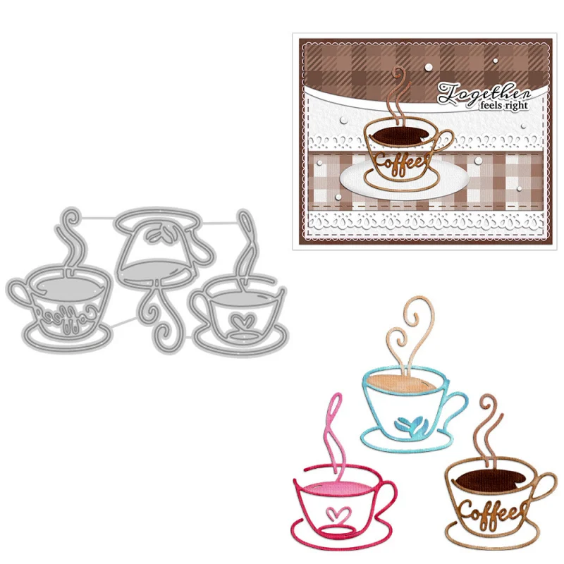 Coffee Cup Shaped Carbon Steel Cutting Dies for Scrapbooking Crafting Cards and Handmade Paper Art Metal Embossing Die