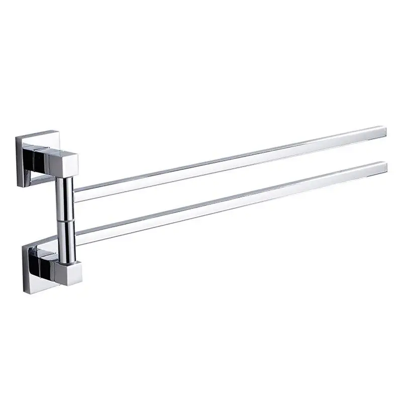 

【RECOMMEND】Kitchen Wall Mounted Bracket 2 Bar Swivel Bathroom Towel Rack Aluminum Towel Hanger Organizer Saves Space
