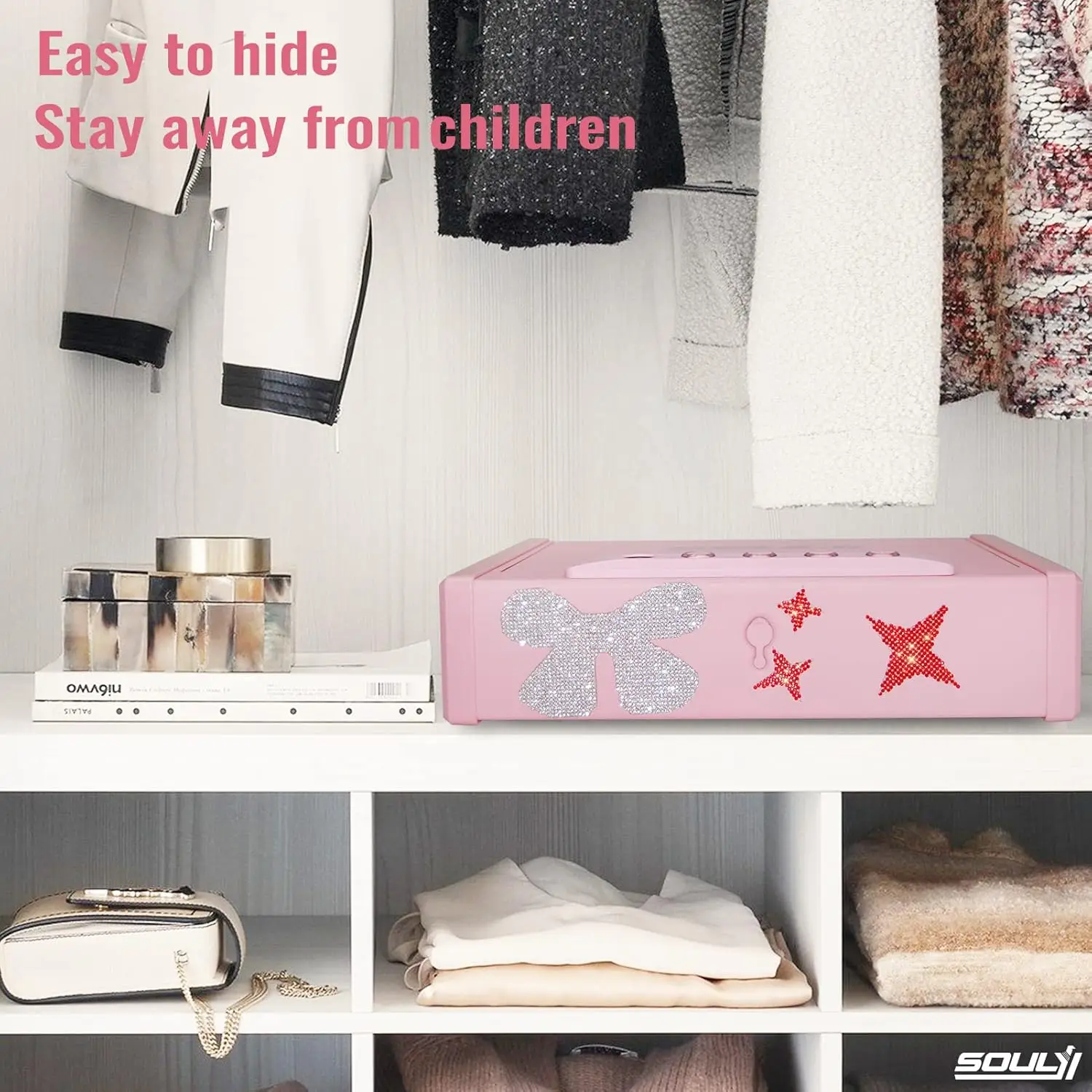 Biometric & PinkBiometric or Digital Gun Safe for 3 Pistols Safe DOJ Certified with 3 Quick Access Handgun Safe,Digital Keypad F