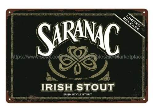 accent wall plaques Saranac Irish Stout metal tin sign