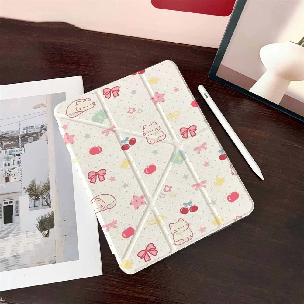 Kitten Polka Doodle For iPad Pro 11 12.9 13 A16 M2 M4 M3 M5 Shell 9.7 10.2 5/6/7/8/9/10/11th Mini Air 3 4 5 6 Cover