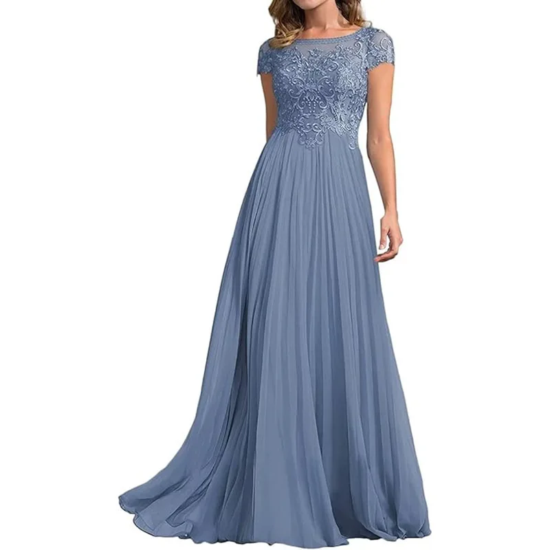 A Line تول مغرفة زين كم قصير فستان أم العروس ملابس السهرة الرسمية حفلة موسيقية طول الأرض سحاب حجم كبير #2