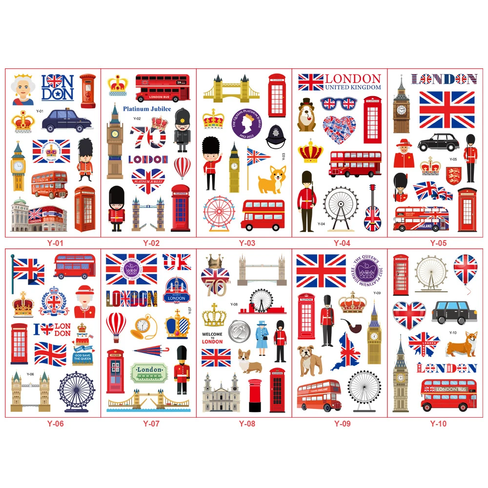 British Flag Tattoo Stickers Union Jack Flag Temporary Tattoos Patriotic Party Temporary Tattoos United Kingdom Flag Tattoo Part