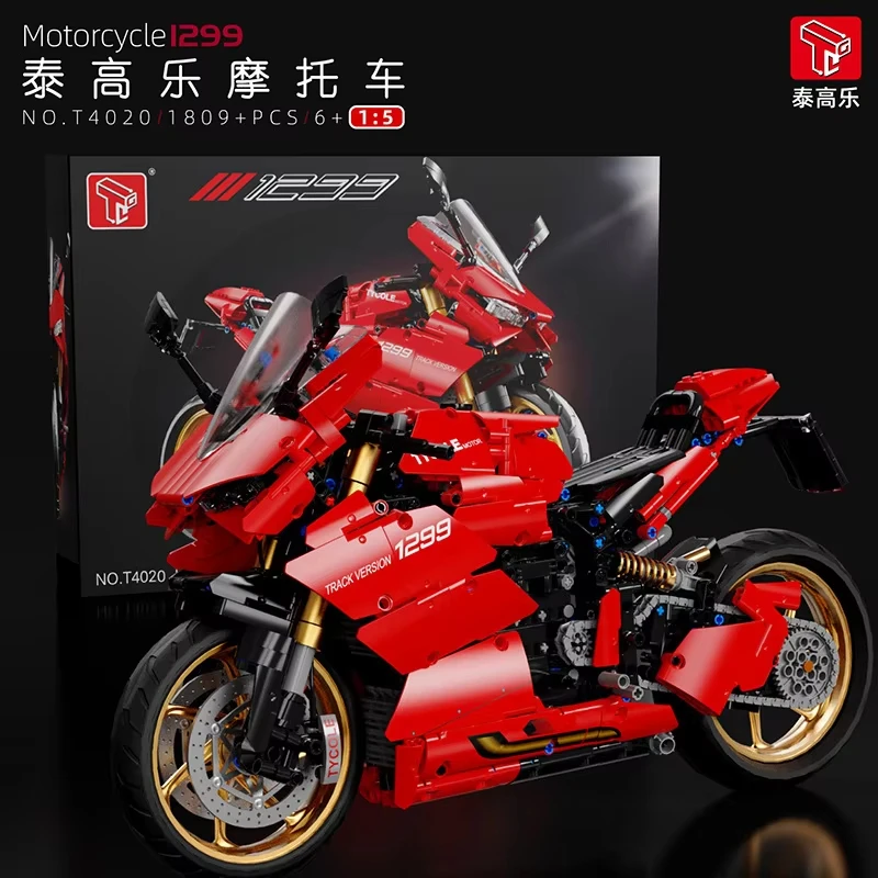 1:5 Motocicletta tecnica Sport urbano Moto da corsa rapida Locomotiva Modello in mattoni Building Block per bambini Regali di Natale
