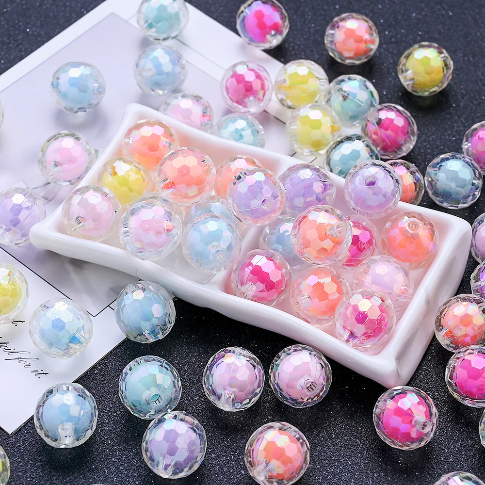 10 Stück 16mm bunte AB-beschichtete Acryl-Facettenperlen, transparente Disco-Ball-Abstandsperlen für DIY-Bastelarbeiten und Schmuckherstellung – Detail 3