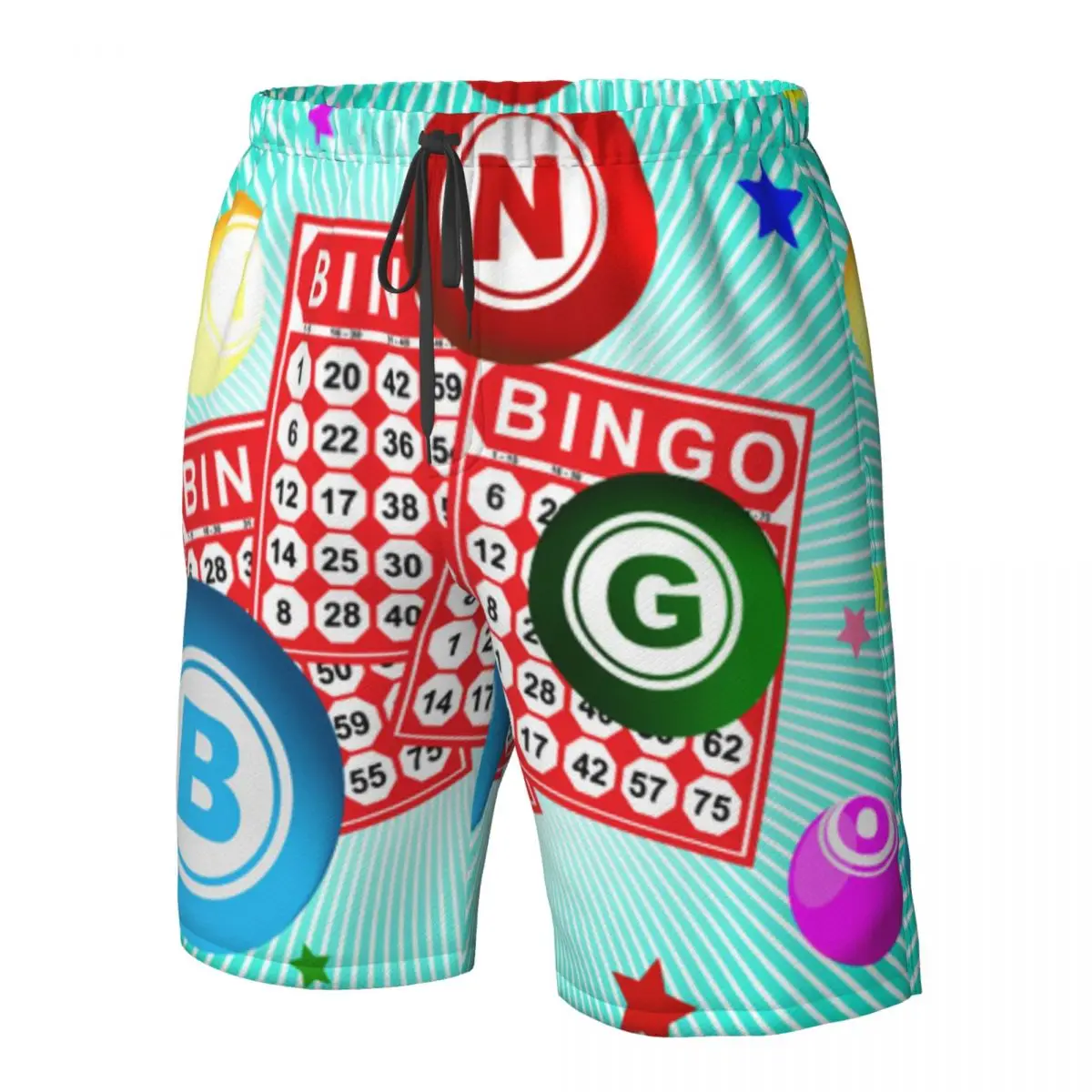 رسم توضيحي لبطاقة البنغو وشورتات الكرة على الشاطئ وملابس السباحة وسراويل ركوب الأمواج وشورتات ملابس السباحة