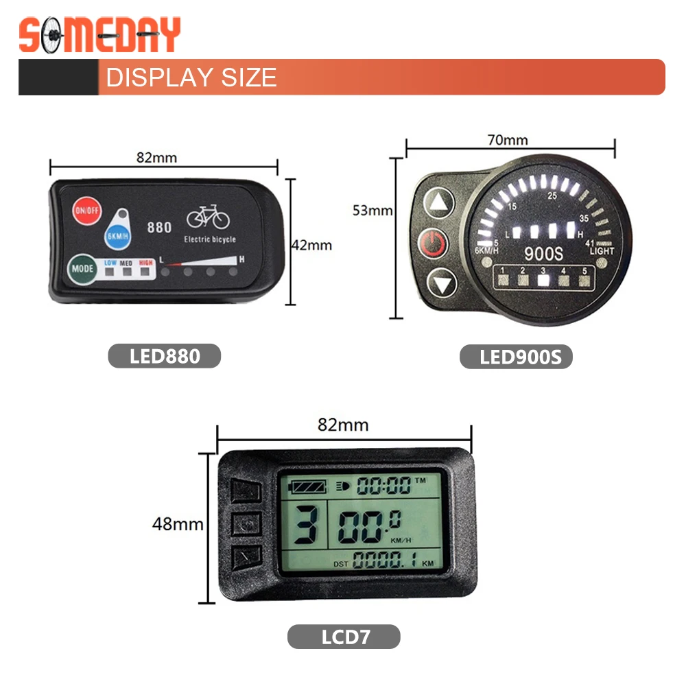 Electric Bicycle KT LCD led Display Waterproof SM Plug 24V36V48V72V LCD3 LCD8H LCD10H LCD11 LED880 For Kunteng Ebike Display