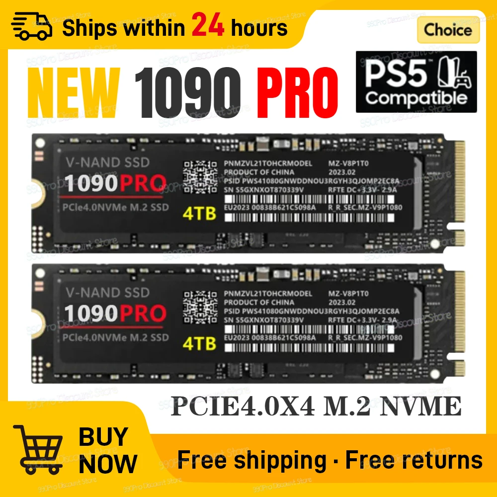 

High speed 8TB 4TB SSD 1090 PRO PCIe 5.0X4 NVMe M.2 2280 1TB 2TB SSD Internal Solid State Hard Drive For Laptop PS5 PC Computer