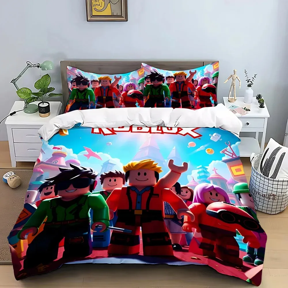Game Duvet Cover Pillowcase R-Robloxes Bedding Set  Adult Boy Girl Bedroom Decoration Children Single Double Size