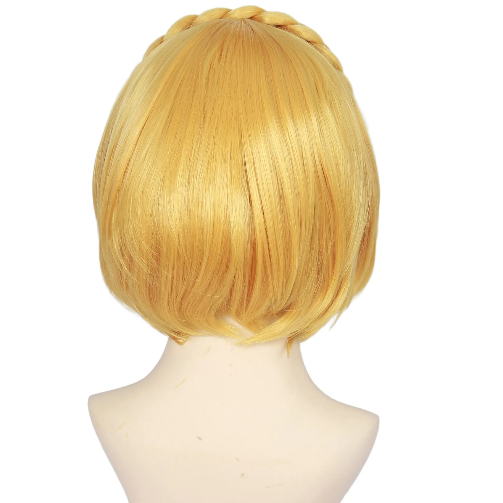 Tzncos Anime Zelda Cosplay Wig Blonde Bob Braids Princess Wig With Elf Ears