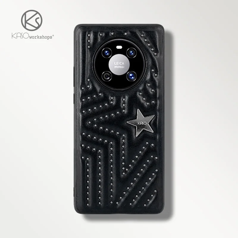 Luxury Rivet Stars Leather Case for Huawei Mate 50 Pro Fashion Punk Shockproof Cover for Huawei Mate 50 Rs Mate 40 Pro P50 P30
