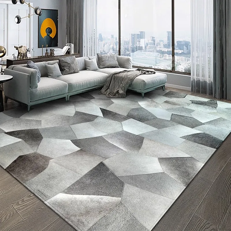 Luxury Gray Cowhide Rug Real Natural Cow Leather Skin Carpet Living Room Bedroom Decorative Large Customize Floor Mat Decoration