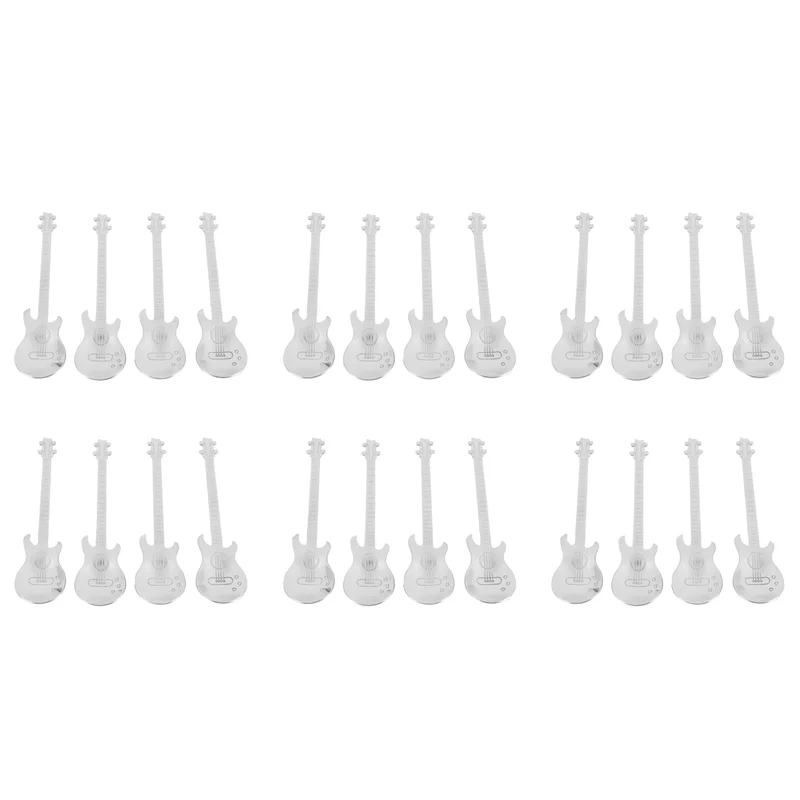 A74U Guitar Coffee Teaspoons,24 Pcs Stainless Steel Musical Coffee Spoons Teaspoons Mixing Spoons Sugar Spoon(Silver) view 2
