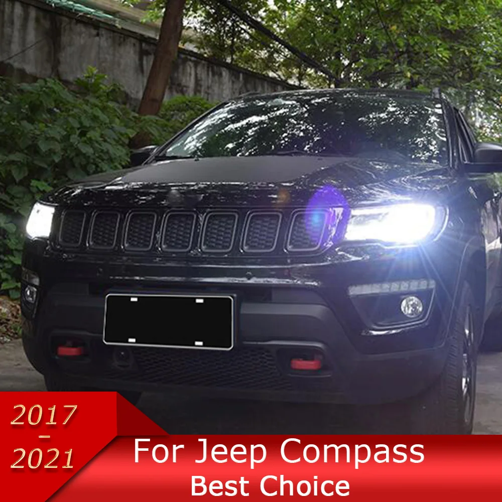 Lampu mobil untuk Kompas 2017-2021 Grand Cherokee lampu depan mobil rakitan Upgrade bifokal lensa lampu sinyal Aksesori Alat