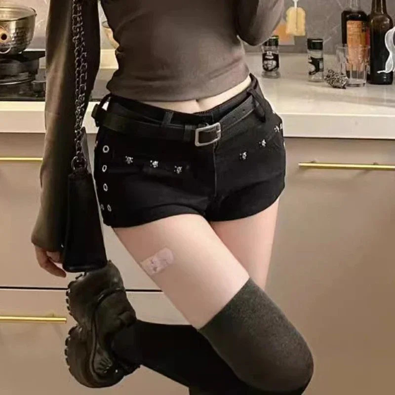 Woman Popular Sexy Low Waist Y2k Jeans Female Vintage Korean Fashion Mini Pants Girls Vintage Designer Gothic Black Denim Shorts
