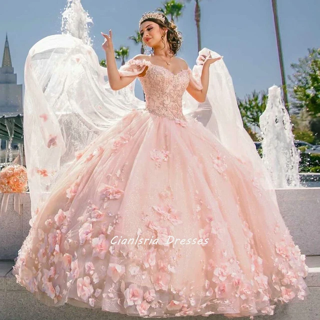 Quinceanera Dresses Ball Gown | 15 Pink Quinceanera Dresses | Pink Flower  Quinceanera - Quinceanera Dresses - Aliexpress