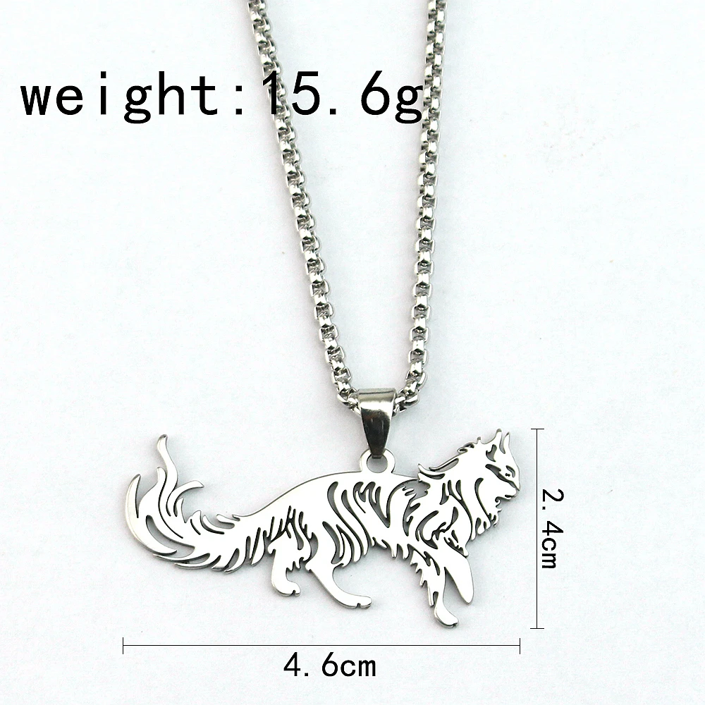 Mainecoon Pendant Necklace Cute Pet Maine Coon Cat Stainless Steel Pendants for Male Female Couple Hip-Hop Jewelry Birthday Gift