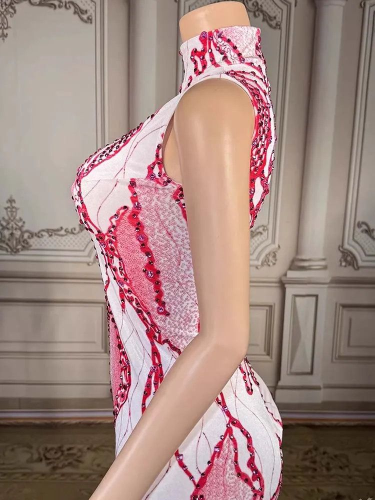 Vestido bloqueado de Color con chaleco elástico dividido, estampado en caliente, alta calidad, nueva ropa personalizada de moda para mujer 2025