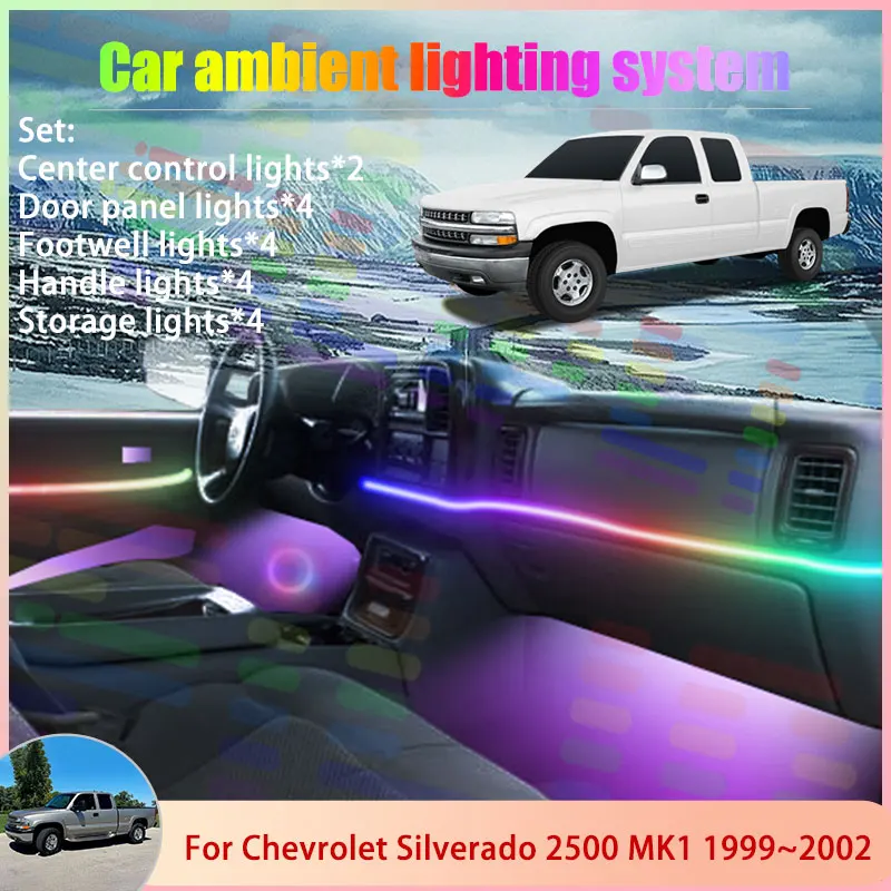 

Для Chevrolet Silverado 2500 MK1 1 1999 ~ 2002 6/18 в 1 автомобильный атмосферный светильник RGB абажур ансамбль стример атмосферный набор