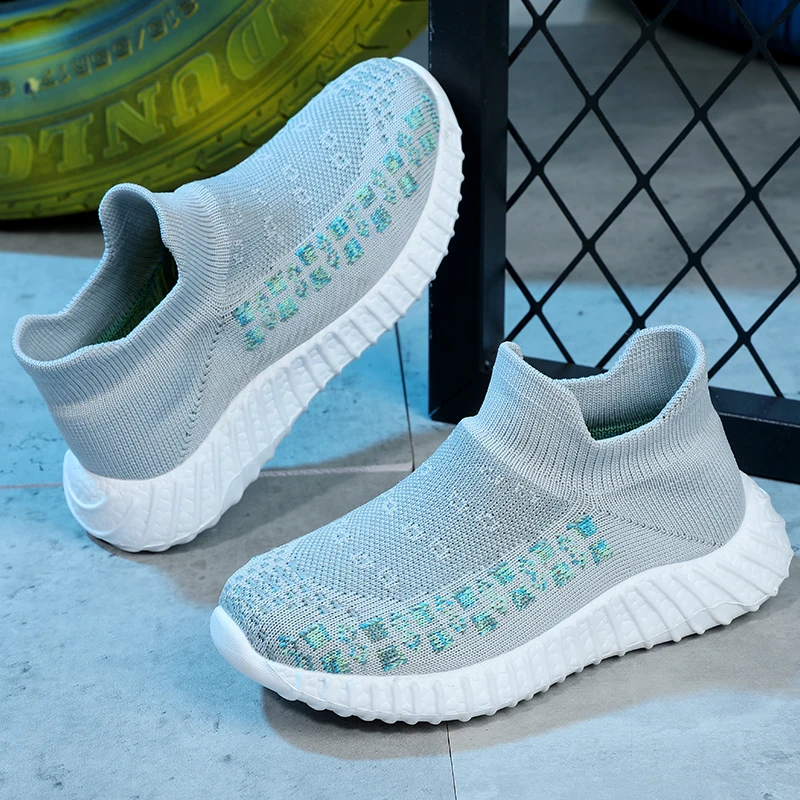 

New Kids Socks Shoes Size 26-37 High Top Knit Girl Running Shoes Comfortable Anti-Slip Socks Sneakers For Boys Sapatilhas Menino