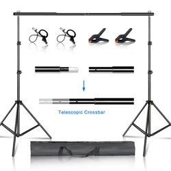 Fondo de estudio de fotografía y vídeo, soporte de fondo, fondos de muselina para fotografía, sistema de soporte de marco de lienzo con bolsa de transporte