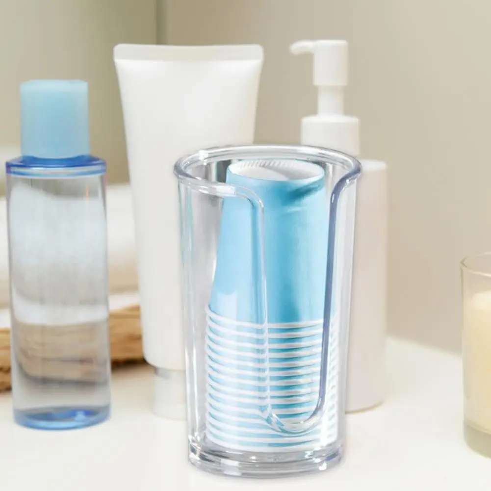 

Disposable Paper Cup Dispenser Useful Acrylic Rinsing/Mouthwash Cups Holder Eco-friendly Cotton Pads Storage Box