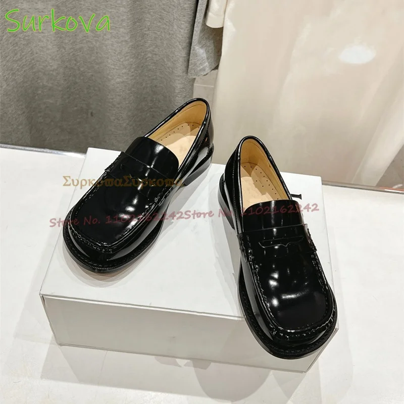 Genuine Leather Mary Jane Loafers Square Toe Burgundy Comfortable Flat Pumps Fashion Runway Shoes Luxury Designer Runway Shoes