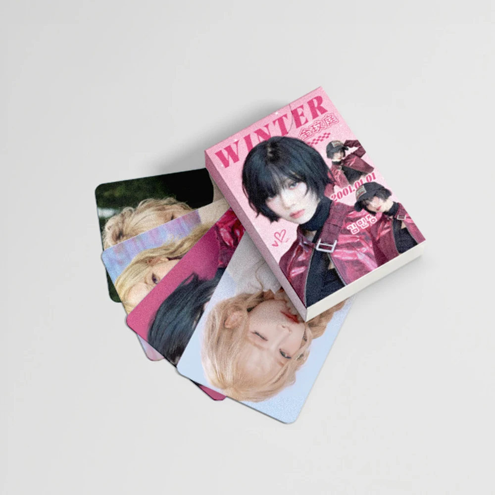 Kpop Winter Laser Boxed Card 50Pcs/Set High Quality HD Photo Double Sides Printing Korean Style LOMO Card Fans Collection Gift