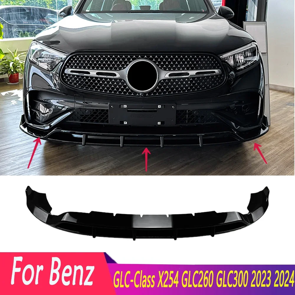 For Mercedes Benz GLC-Class X254 GLC260 GLC300 2023 2024 Car Front Bumper Lip Diffuser Spoiler Splitter Body Kits