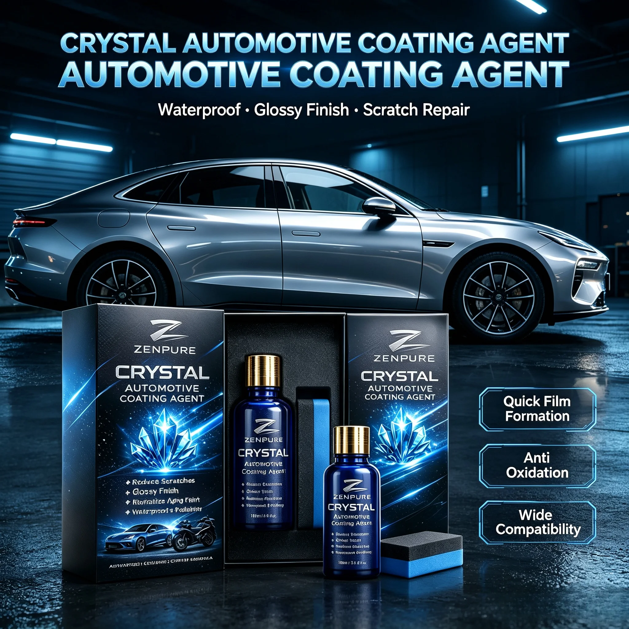 Crystal Auto Coating Agent Waterproof Quick Film Formation Glossy Car Paint Repair Anti Oxidation Shiny Car Protect Coat Liquid