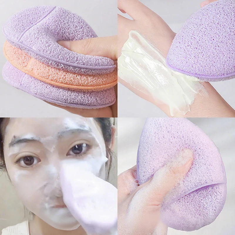 Para limpeza diária ferramenta de cuidados com a pele 1/5 pçs esponjas faciais limpeza puff para lavagem facial reutilizável removedor de maquiagem almofadas esfoliantes