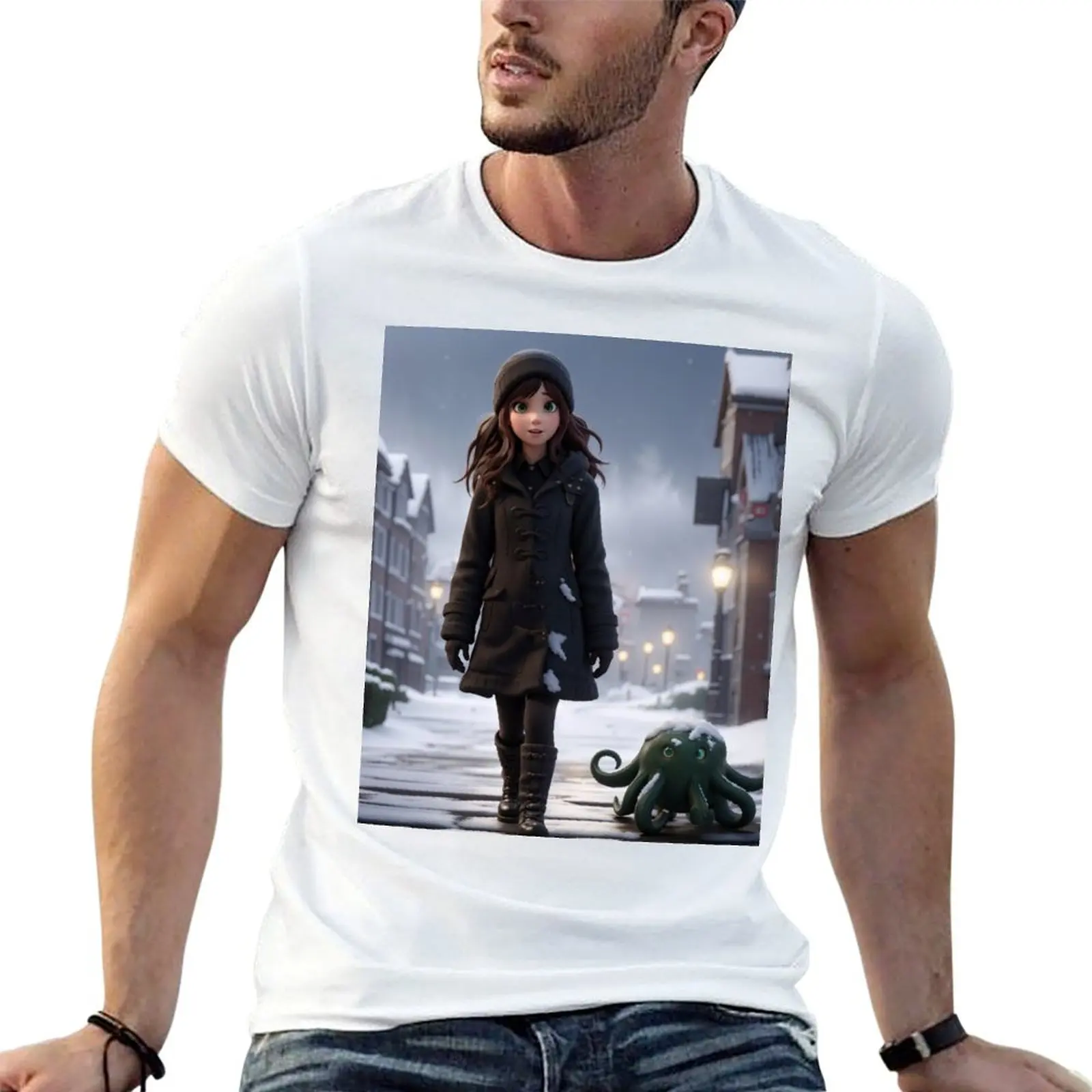 Raven and her Cthulhu Spawnling T-Shirt Plus Size Comfort Fit Tee