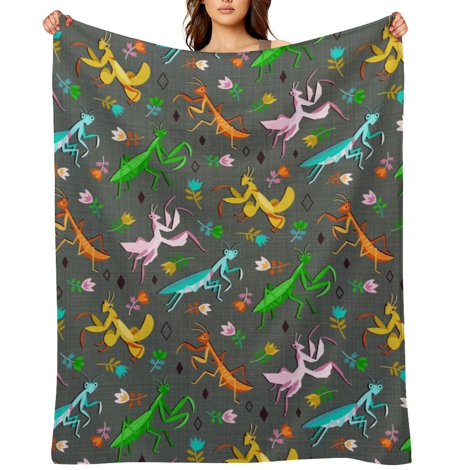 An Unordinary Array of Praying Mantises - Grey Throw Blanket For Baby warm winter For Decorative Sofa Furrys wednesday Blankets