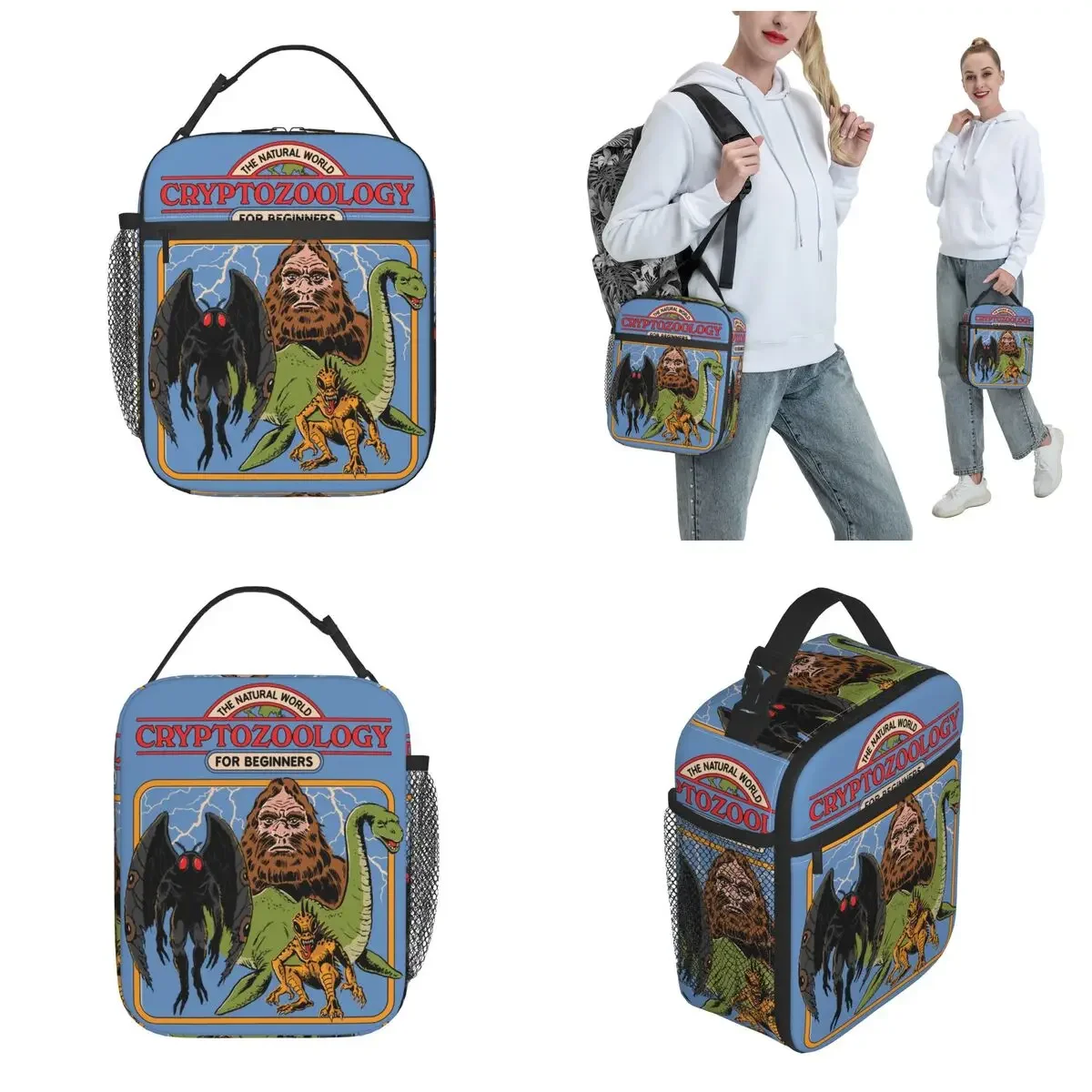 Cryptozoology Lunch Bag Legendary Extinct Creatures Accessories Vintage Sci-fi Occult Food Box Thermal Cooler Lunch Box